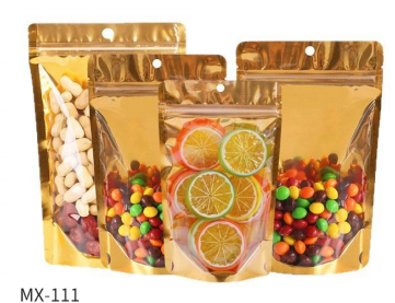 Gold Aluminium Foil Clear Stand Up Pouch